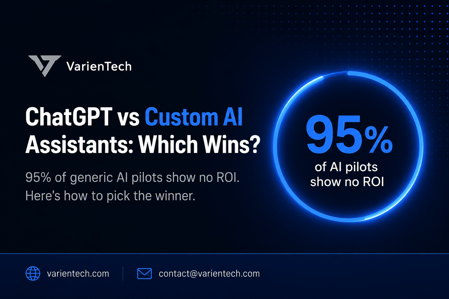 ChatGPT vs Custom AI Assistants comparison graphic for business decision-making